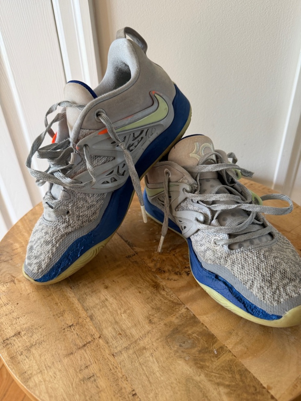 Nike KD 15 Low-Top Sneakers in Gray, Blue and Lime